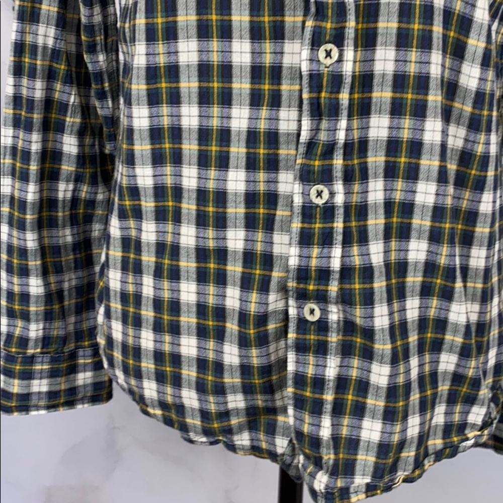 ๐ BDG blue plaid cotton button down shirt small - Picture 3 of 6